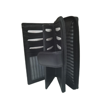 black genuine leather ladies purse