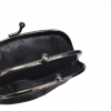 inside of black leather ladies coin purse