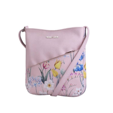 Pink handbag with flower design