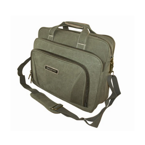 Kaki green canvas laptop bag