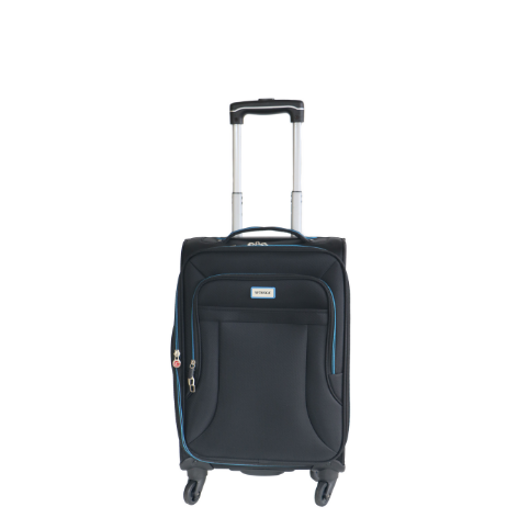 black trolley bag with blue trimming