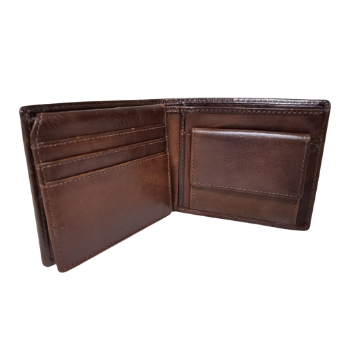 Polo bifold full grain genuine leather wallet Brown