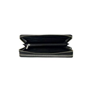 Tuscany Double Zip Genuine Leather Purse | Black